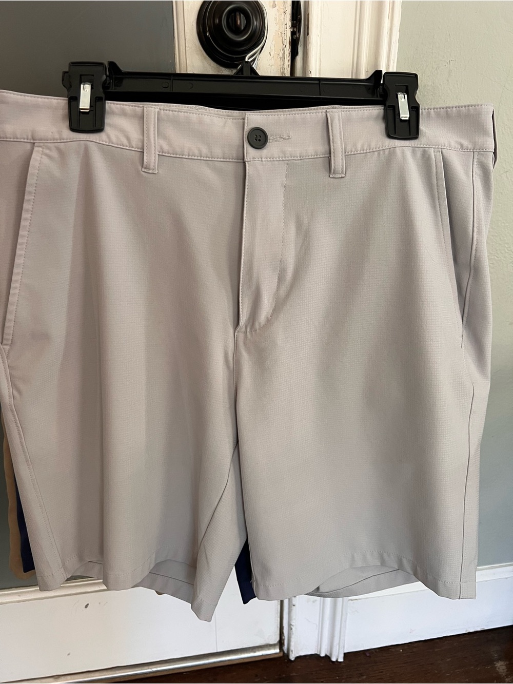 Caribbean Men's Light Gray Flat-Front Performance Shorts